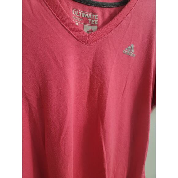 Adidas V-Neck Short Sleeve Pink T-Shirt Womens Size Large - Picture 3 of 4